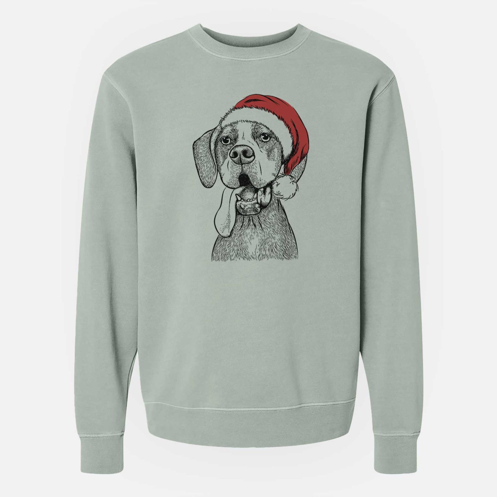 Santa Irwin the English Pointer - Unisex Pigment Dyed Crew Sweatshirt