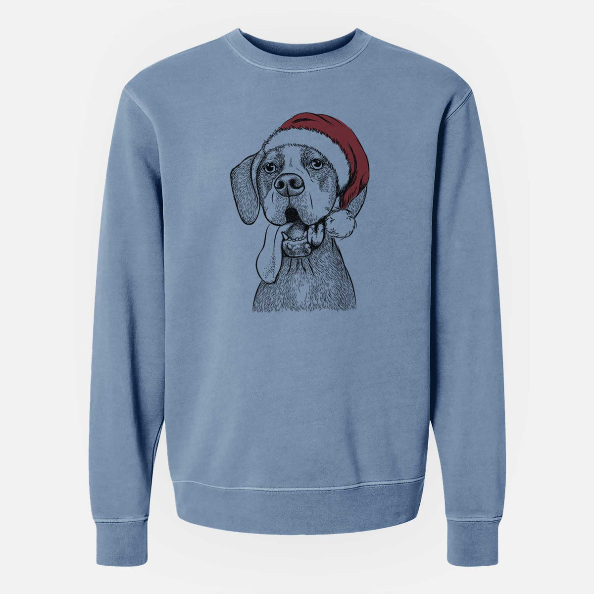 Santa Irwin the English Pointer - Unisex Pigment Dyed Crew Sweatshirt