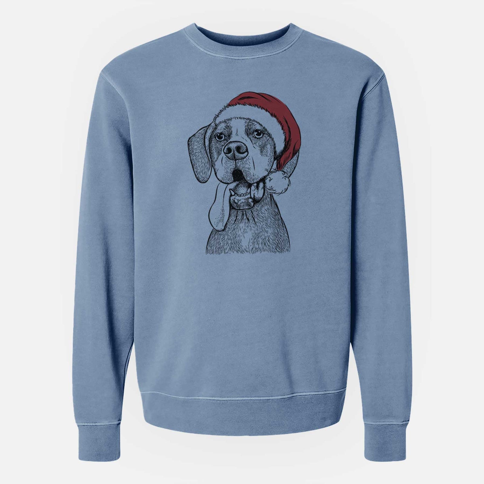 Santa Irwin the English Pointer - Unisex Pigment Dyed Crew Sweatshirt