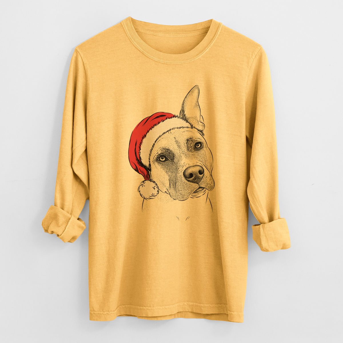 Santa Ivy the Pitbull Mix - Heavyweight 100% Cotton Long Sleeve