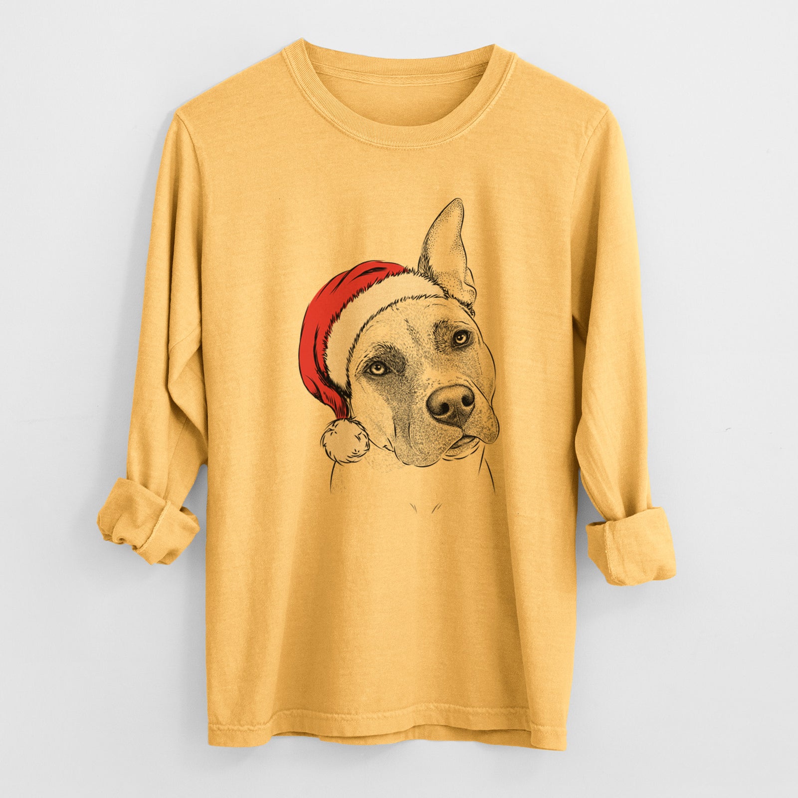 Santa Ivy the Pitbull Mix - Heavyweight 100% Cotton Long Sleeve
