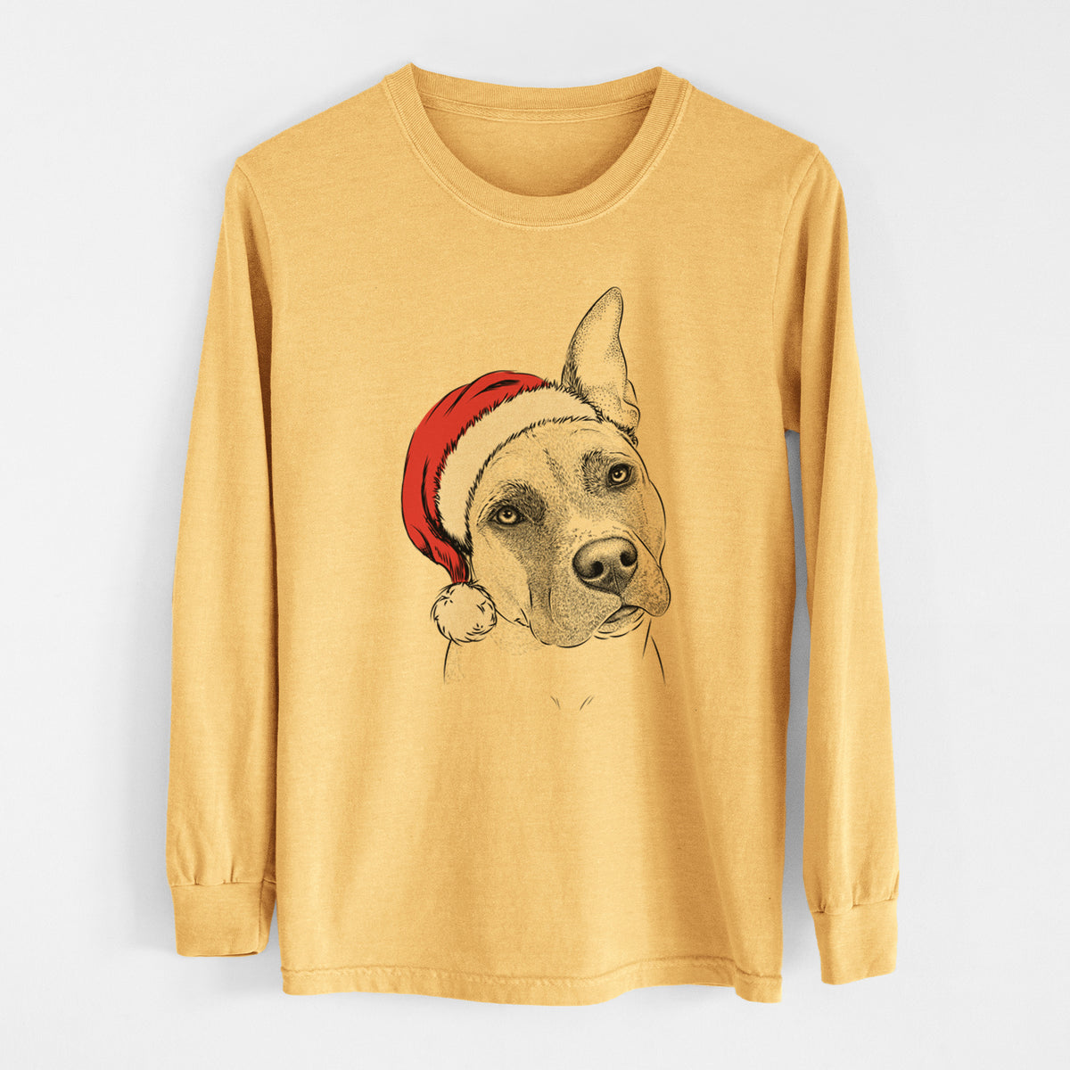 Santa Ivy the Pitbull Mix - Heavyweight 100% Cotton Long Sleeve