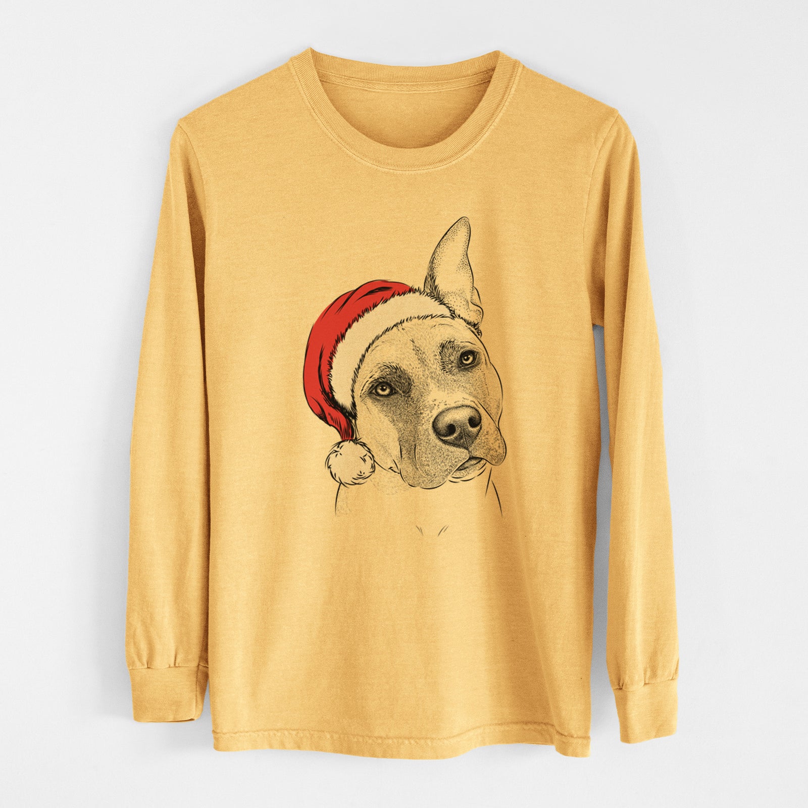 Santa Ivy the Pitbull Mix - Heavyweight 100% Cotton Long Sleeve