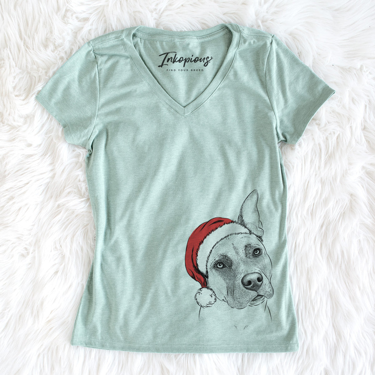 Santa Ivy the Pitbull Mix - Women&#39;s Perfect V-neck Shirt