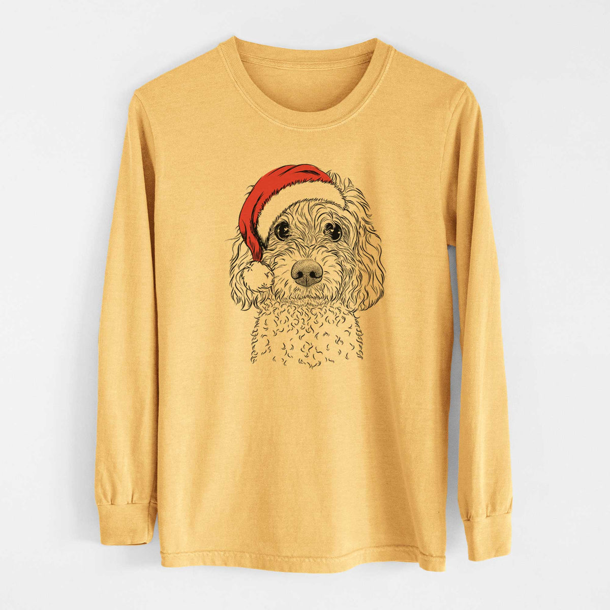 Santa Izzie the Cavachon - Heavyweight 100% Cotton Long Sleeve