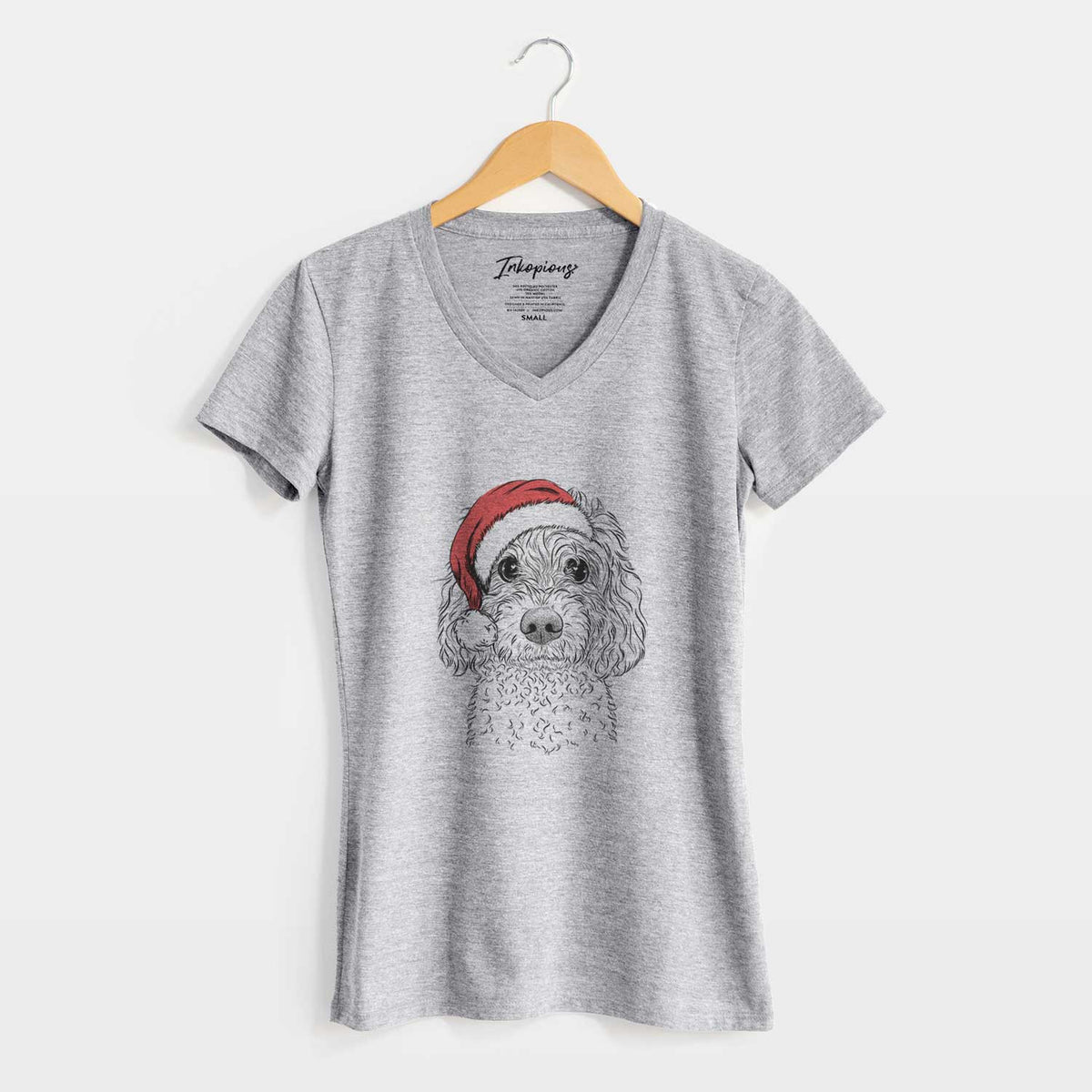 Santa Izzie the Cavachon - Women's V-neck Shirt