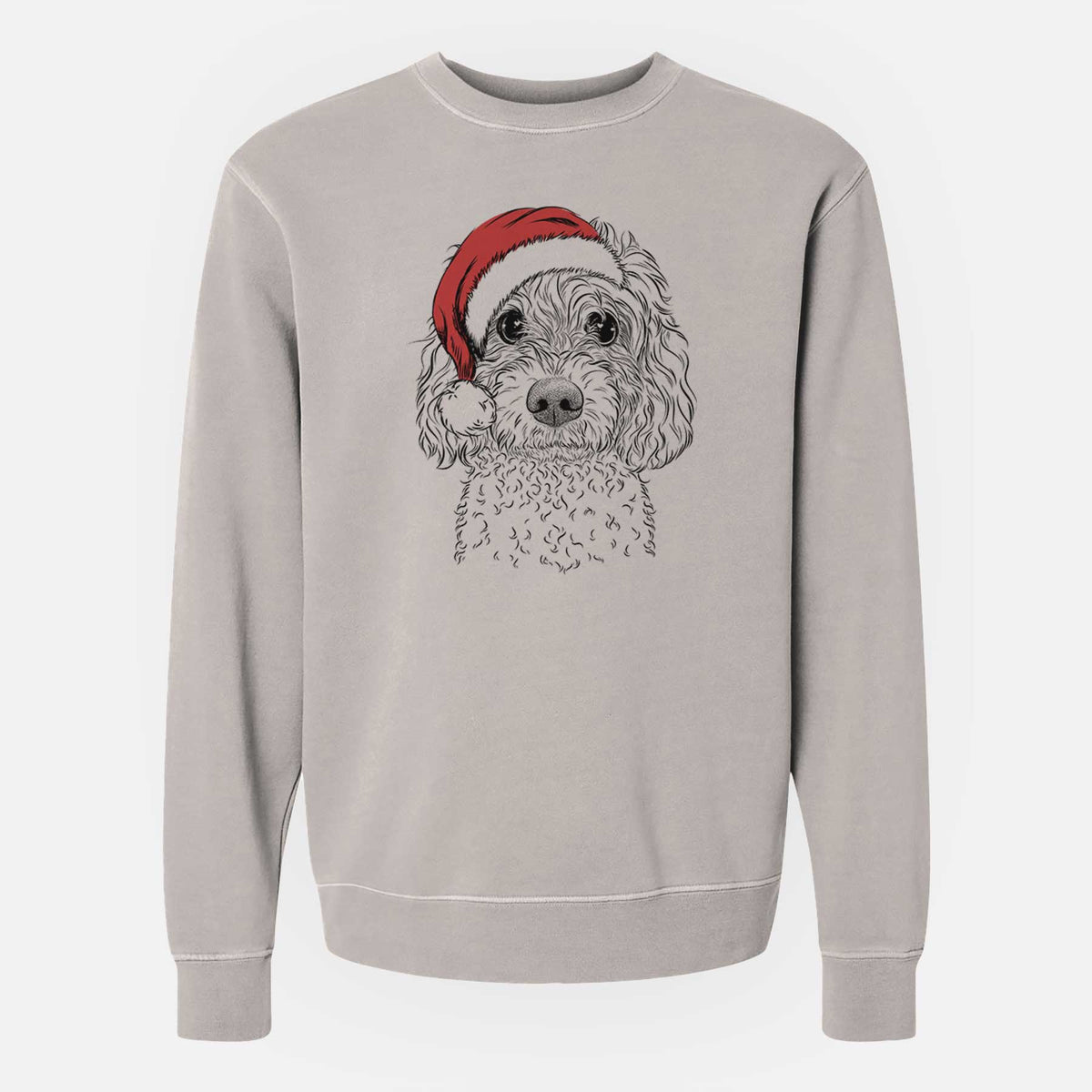Santa Izzie the Cavachon - Unisex Pigment Dyed Crew Sweatshirt