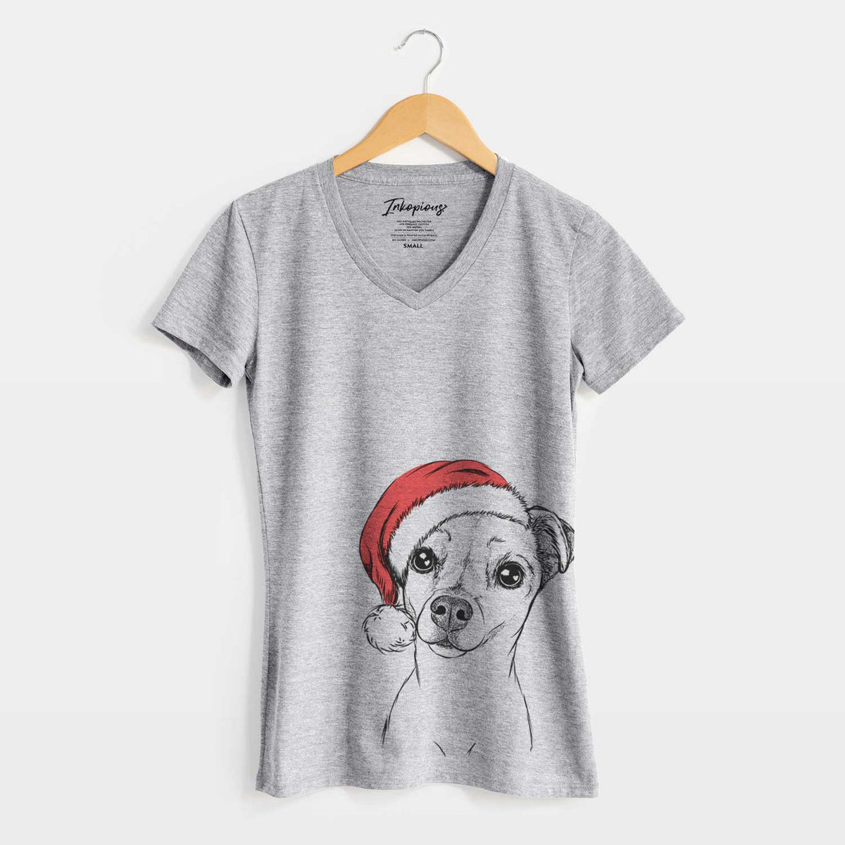 Santa Izzy the Chiweenie - Women's V-neck Shirt