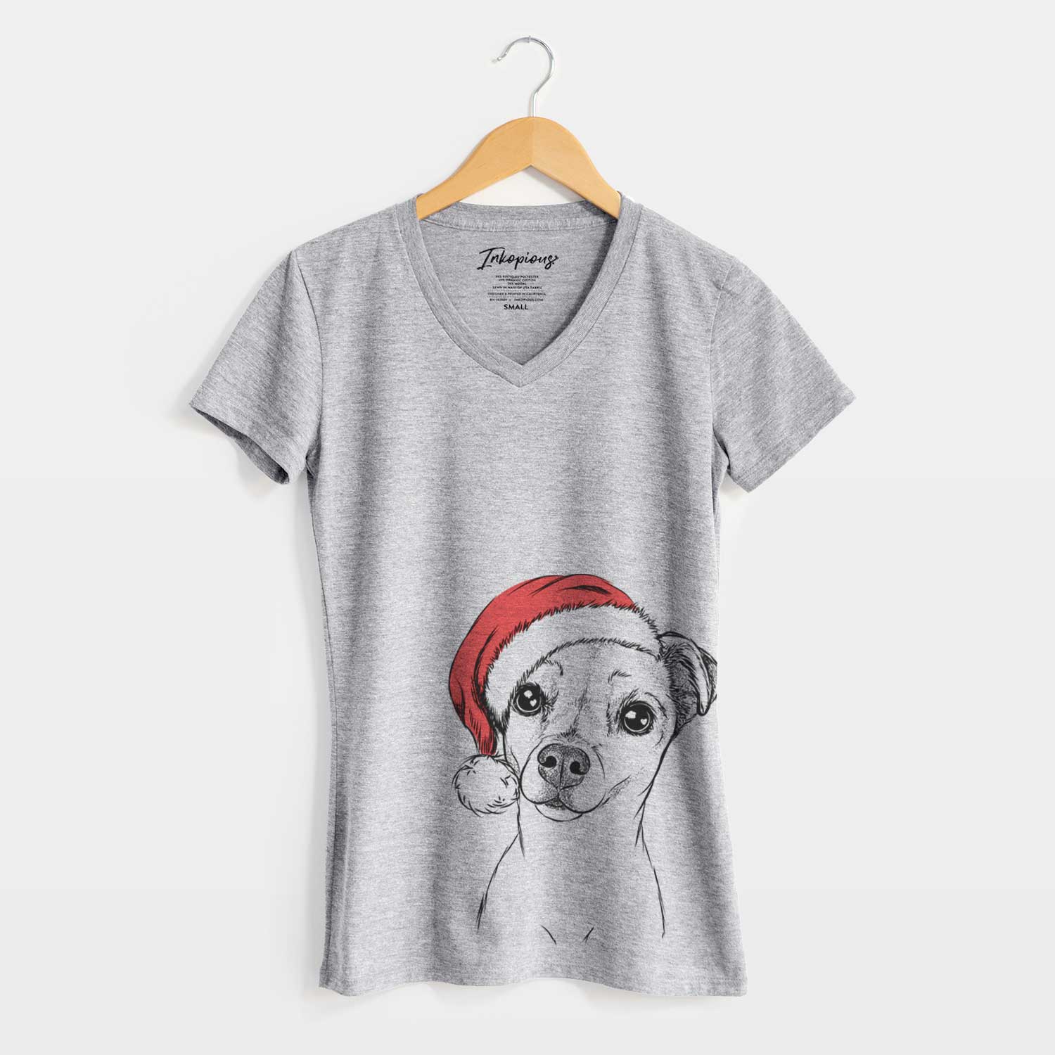 Santa Izzy the Chiweenie - Women's V-neck Shirt