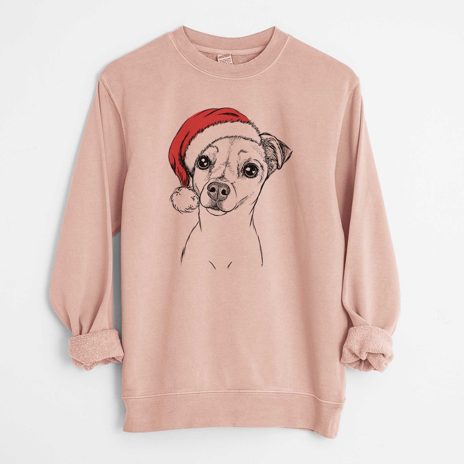 Santa Izzy the Chiweenie - Unisex Pigment Dyed Crew Sweatshirt