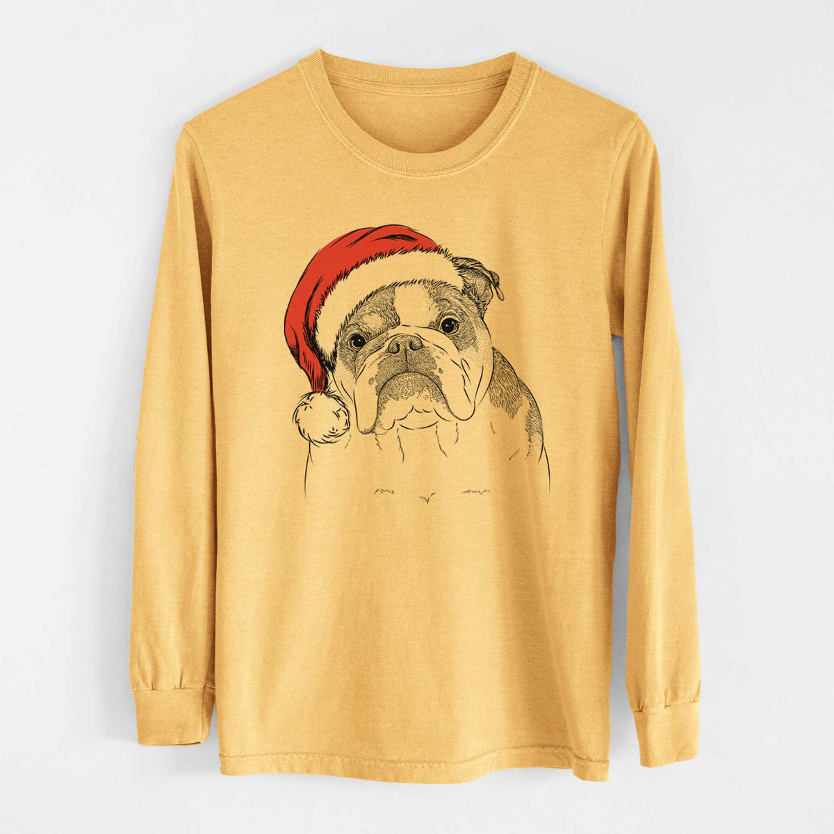 Santa Jack the English Bulldog - Heavyweight 100% Cotton Long Sleeve