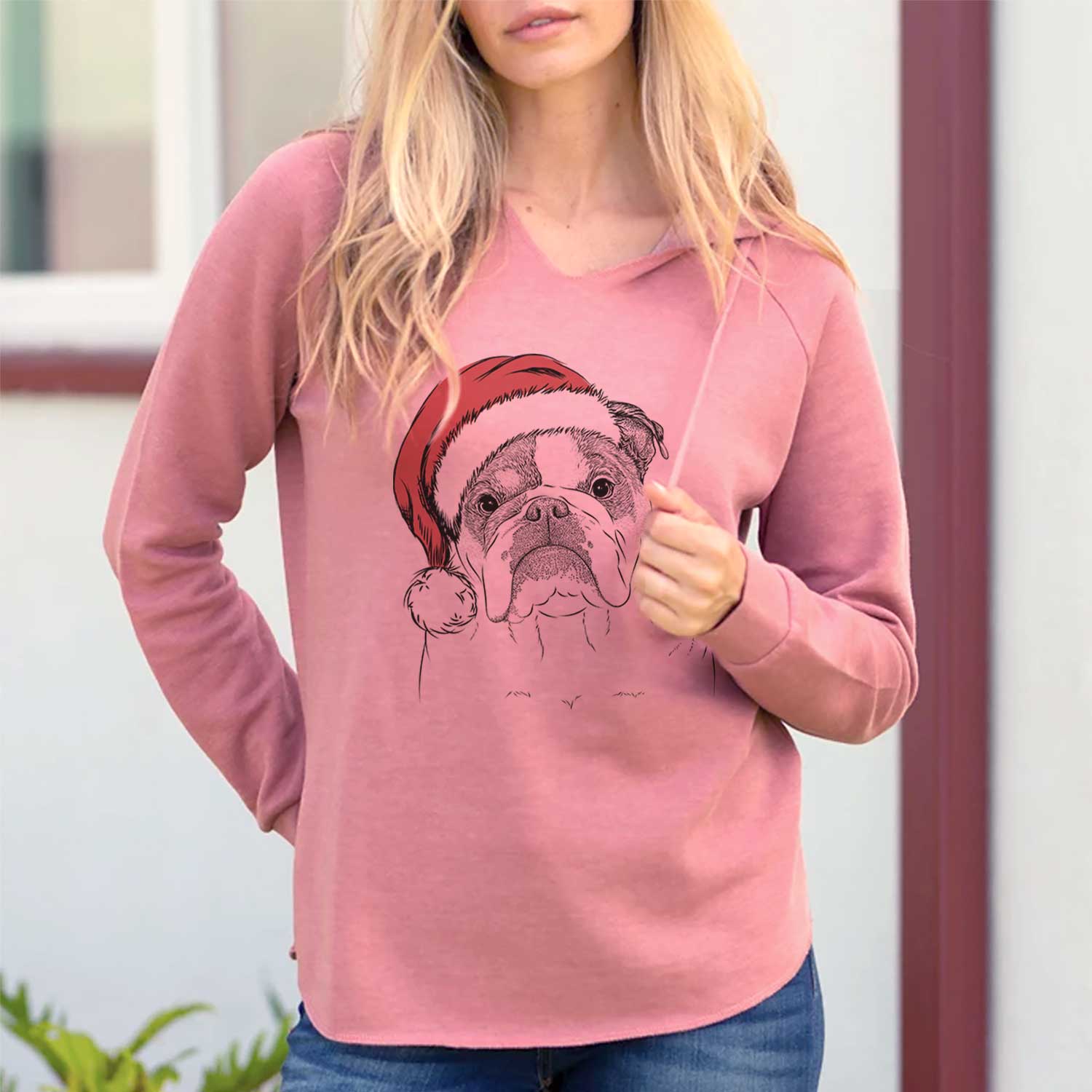 Santa Jack the English Bulldog - Cali Wave Hooded Sweatshirt