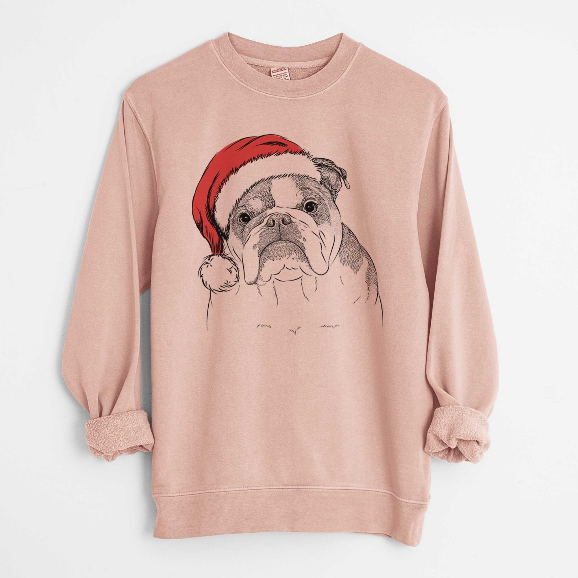Santa Jack the English Bulldog - Unisex Pigment Dyed Crew Sweatshirt