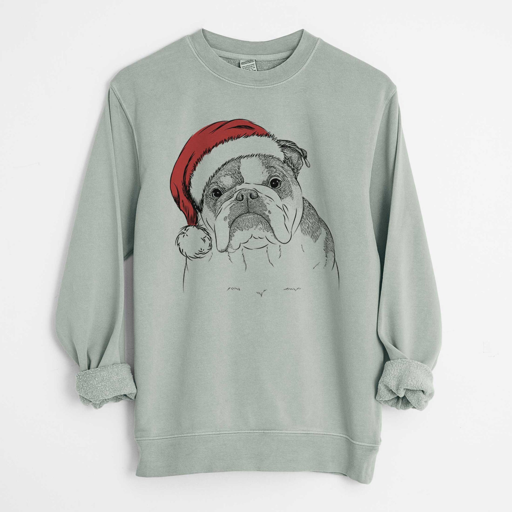 Santa Jack the English Bulldog - Unisex Pigment Dyed Crew Sweatshirt