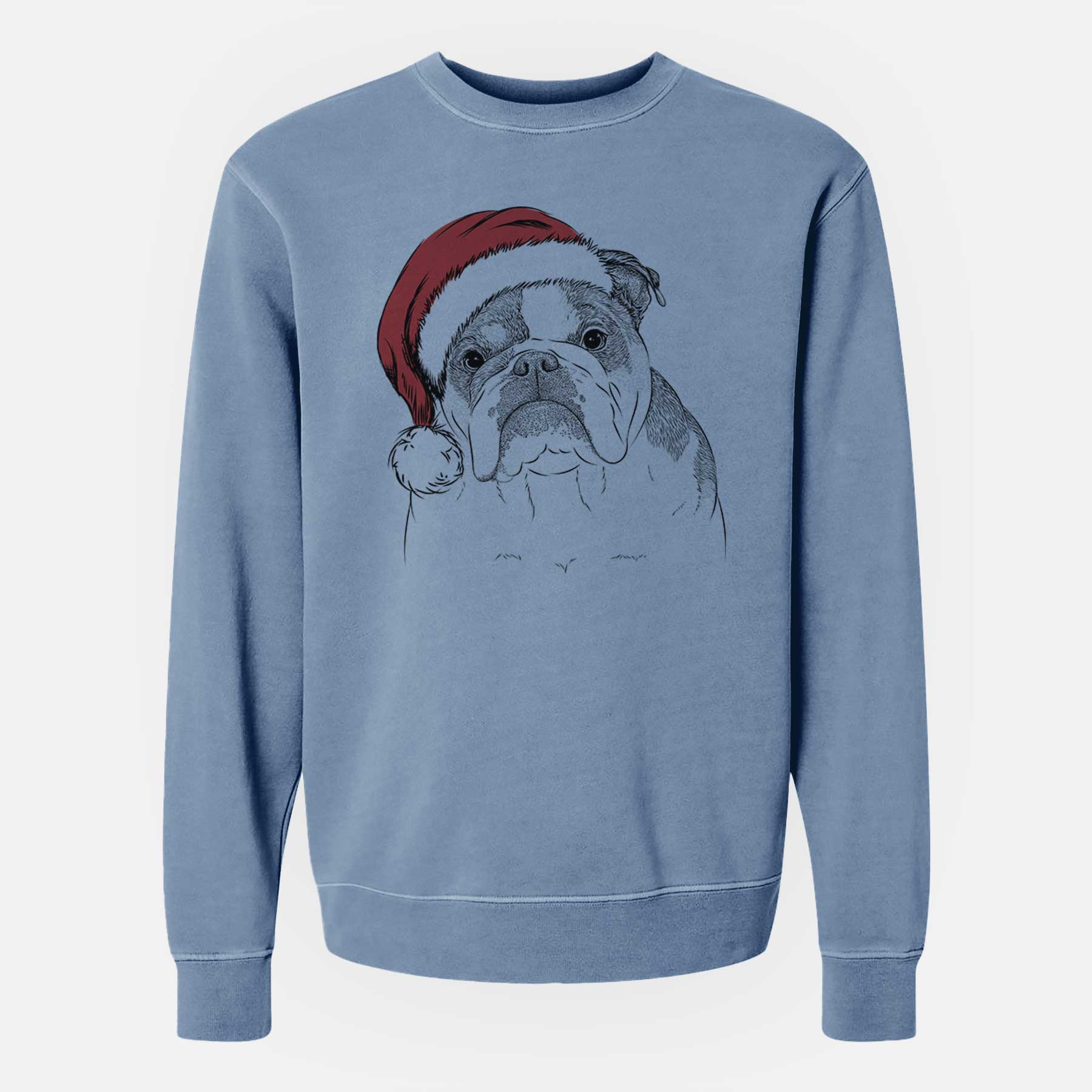 Santa Jack the English Bulldog - Unisex Pigment Dyed Crew Sweatshirt
