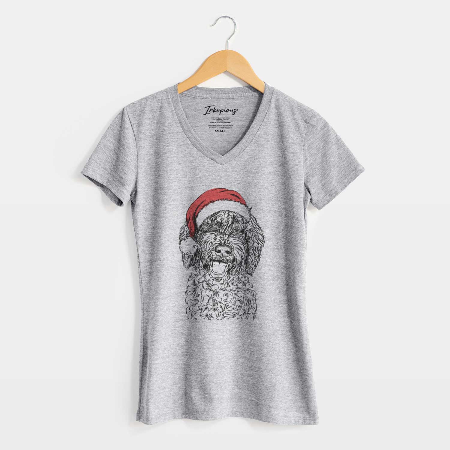 Santa Jack the Chocolate Labradoodle - Women's V-neck Shirt