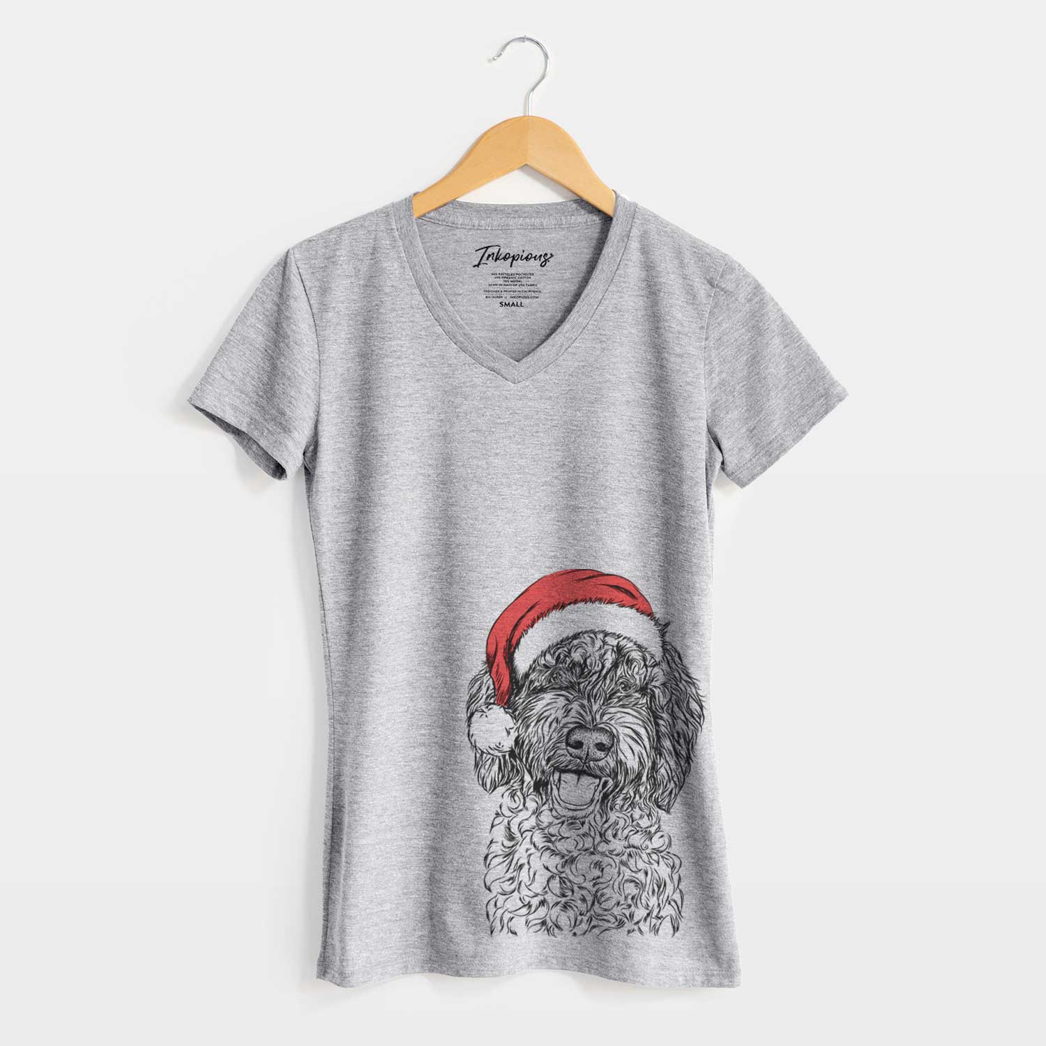 Santa Jack the Chocolate Labradoodle - Women's V-neck Shirt