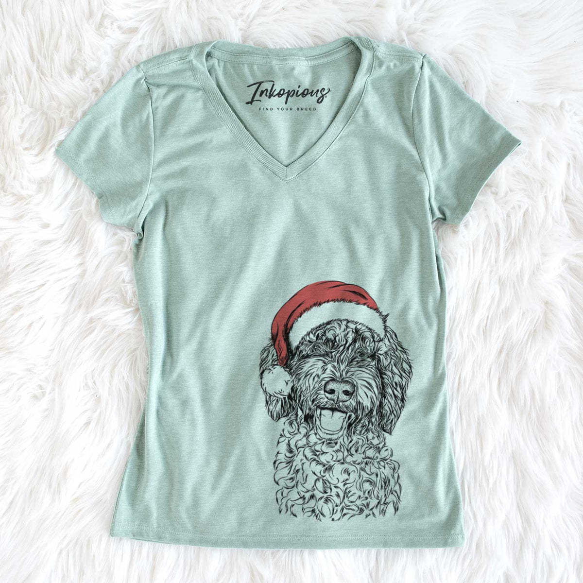 Santa Jack the Chocolate Labradoodle - Women&#39;s V-neck Shirt