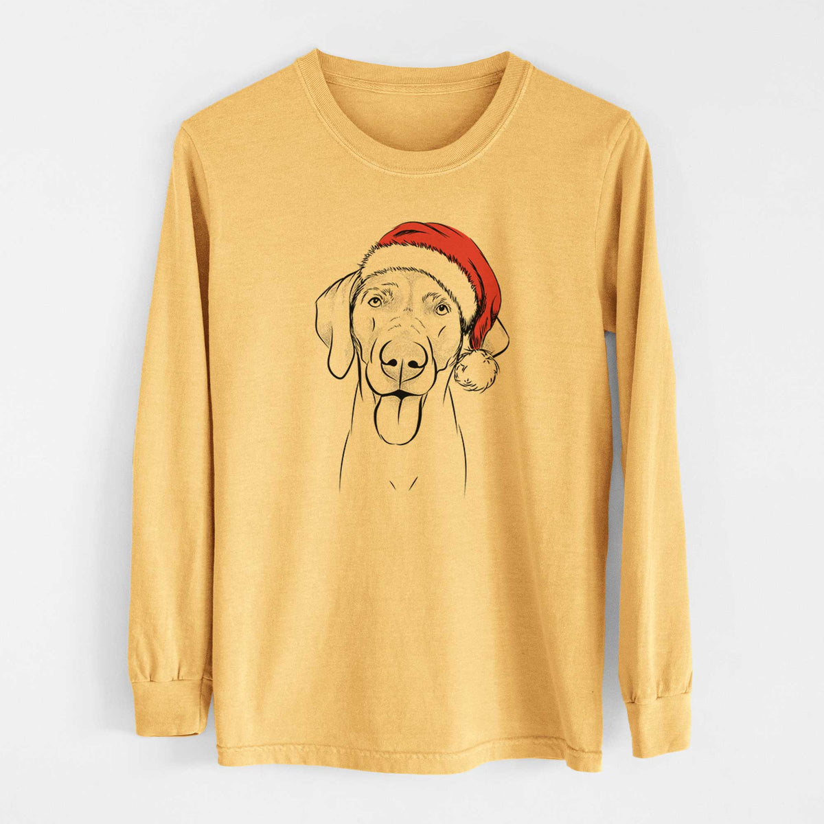 Santa Jackson the Weimaraner - Heavyweight 100% Cotton Long Sleeve