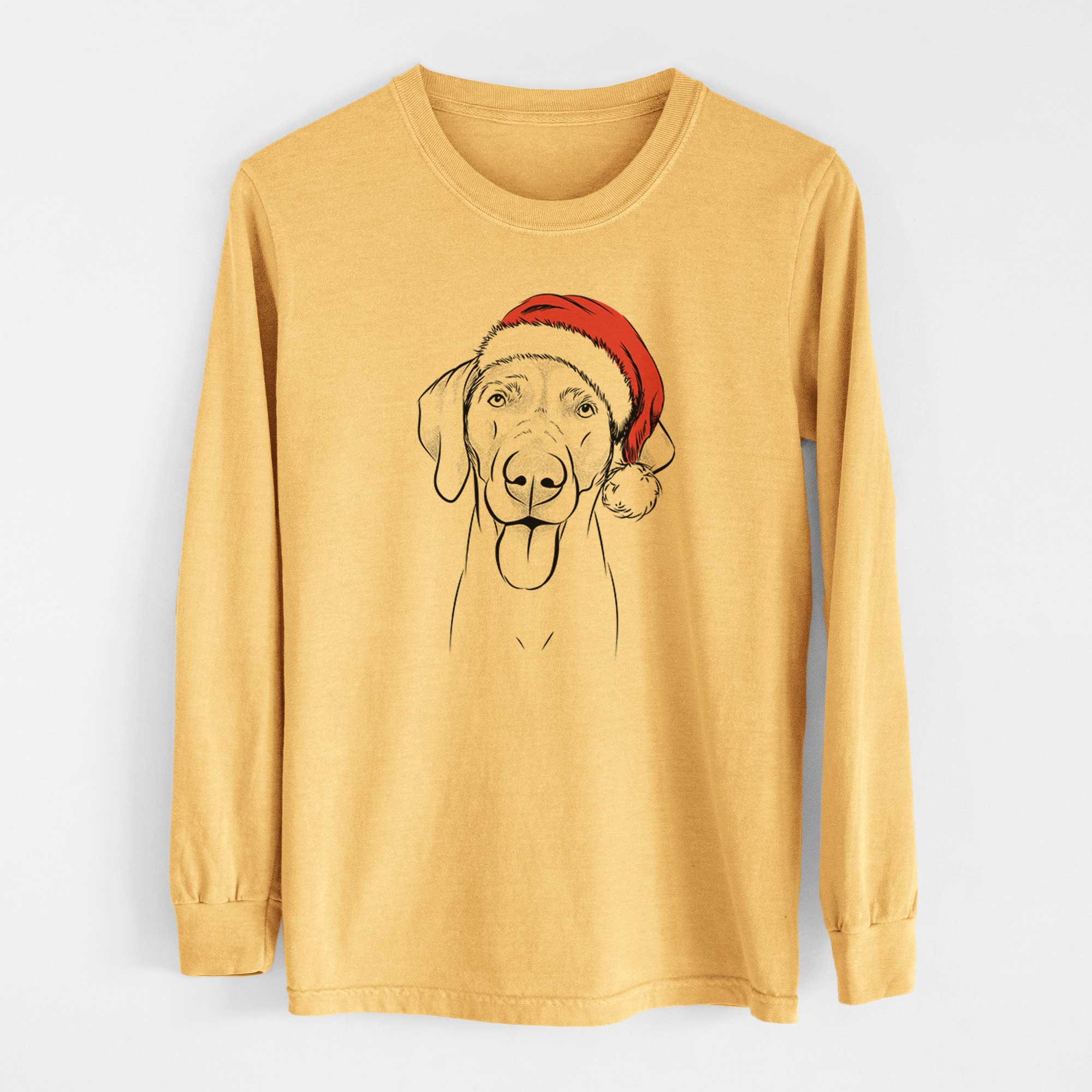 Santa Jackson the Weimaraner - Heavyweight 100% Cotton Long Sleeve