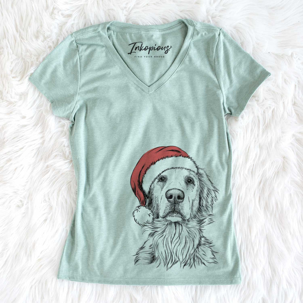 Santa Jake aroni the Golden Retriever - Women&#39;s V-neck Shirt