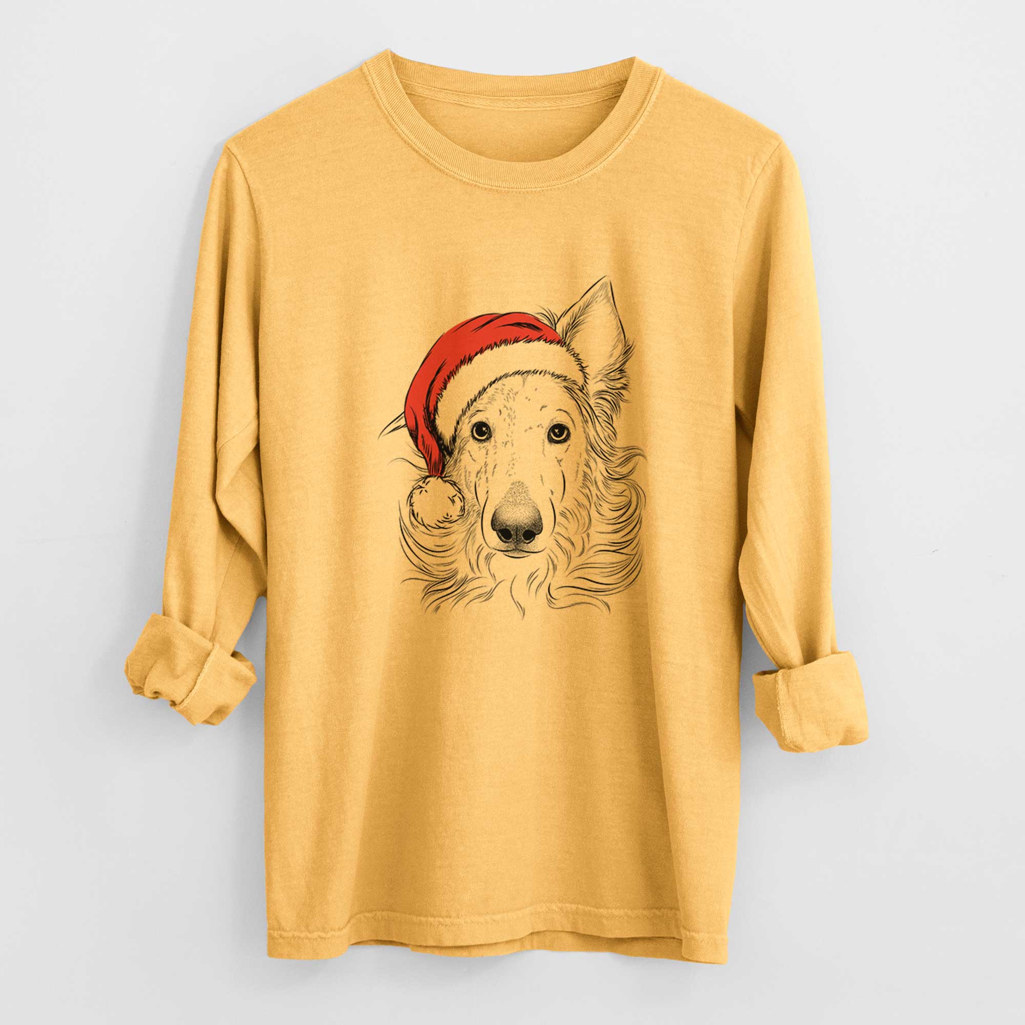 Santa Jasha the Borzoi - Heavyweight 100% Cotton Long Sleeve