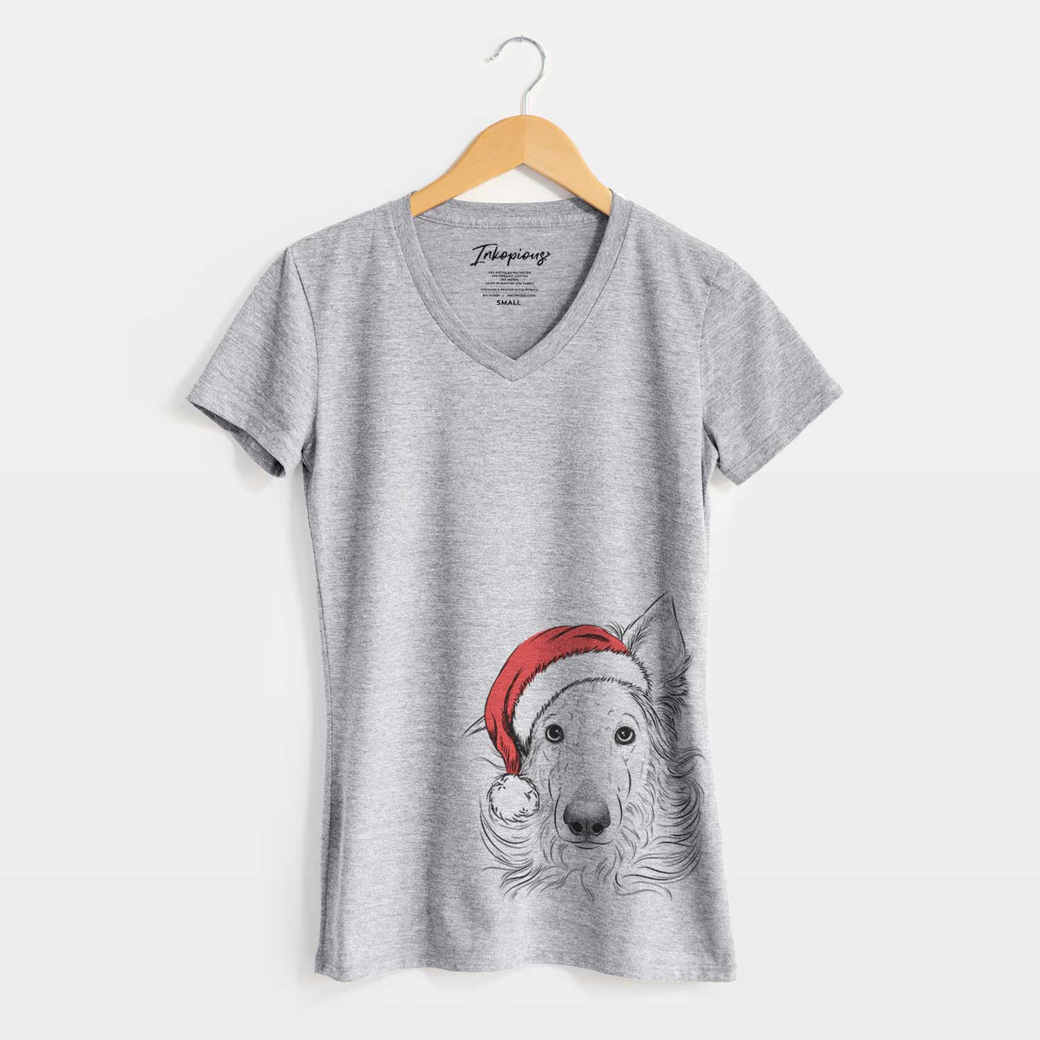 Santa Jasha the Borzoi - Women's V-neck Shirt