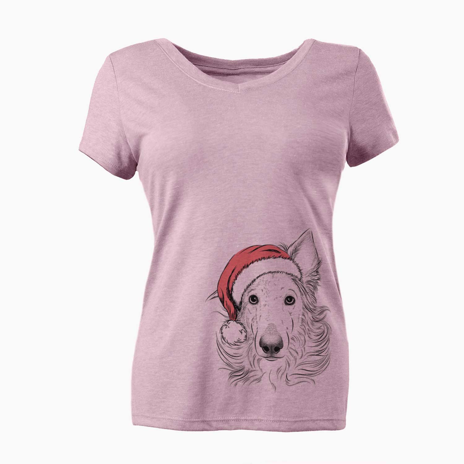 Santa Jasha the Borzoi - Women's V-neck Shirt