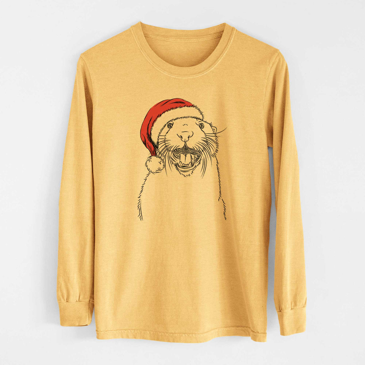 Santa Jasper the River Otter - Heavyweight 100% Cotton Long Sleeve