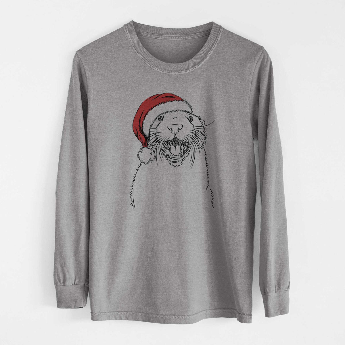 Santa Jasper the River Otter - Heavyweight 100% Cotton Long Sleeve
