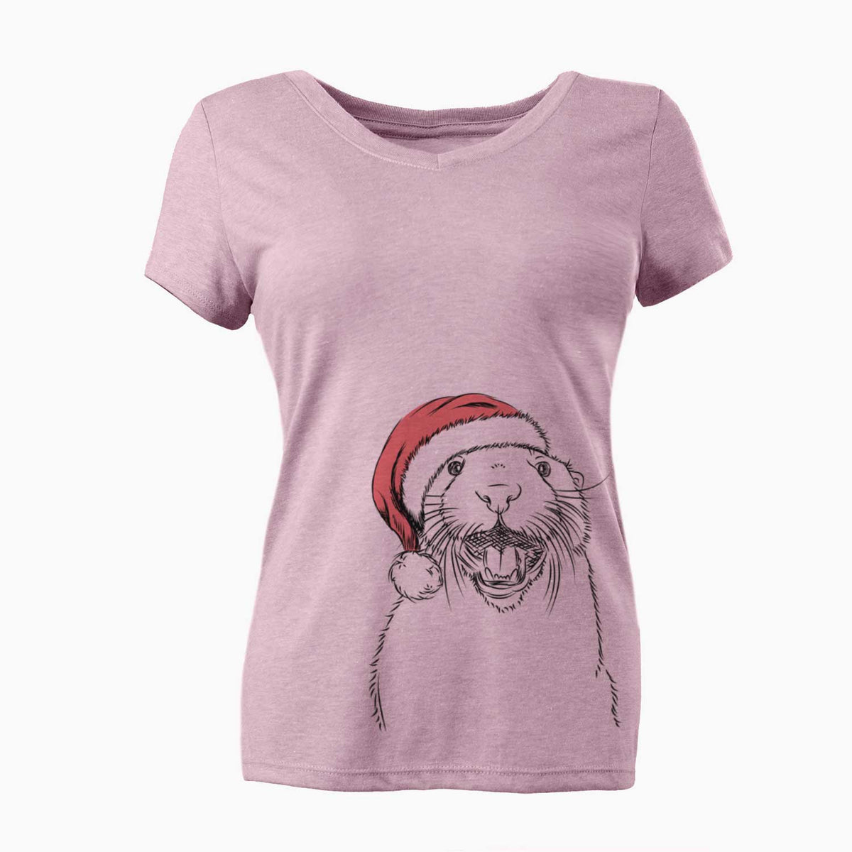 Santa Jasper the River Otter - Women's V-neck Shirt