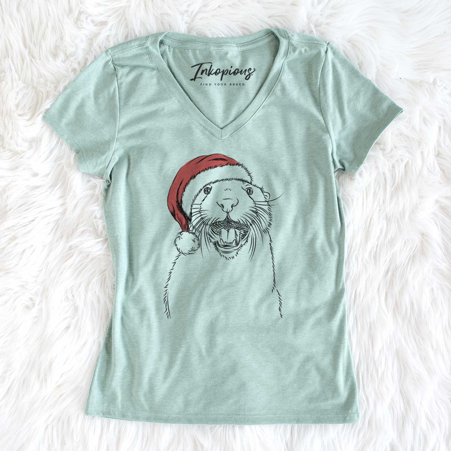 Santa Jasper the River Otter - Women's V-neck Shirt