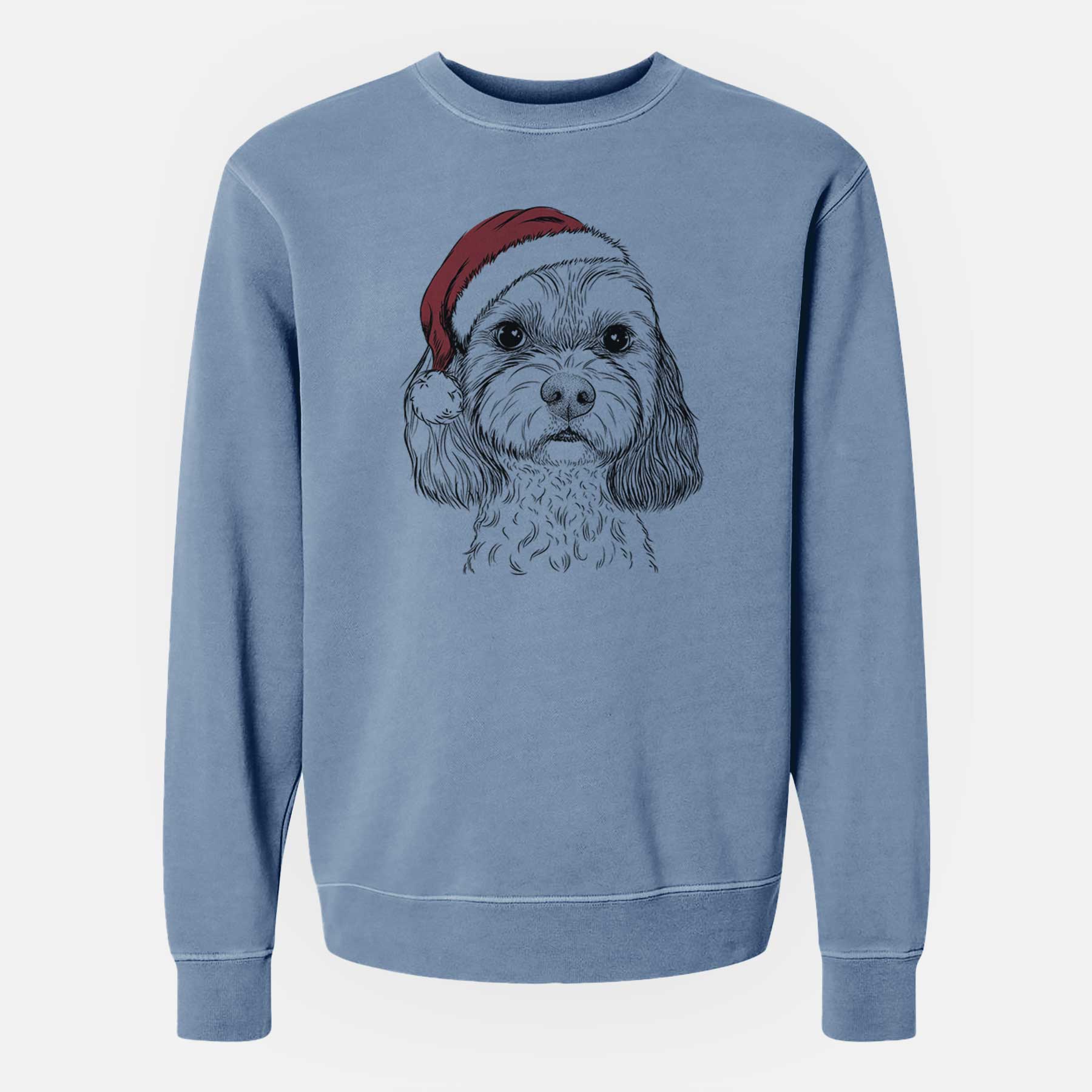 Santa Jasper Diggins the Cavapoo - Unisex Pigment Dyed Crew Sweatshirt