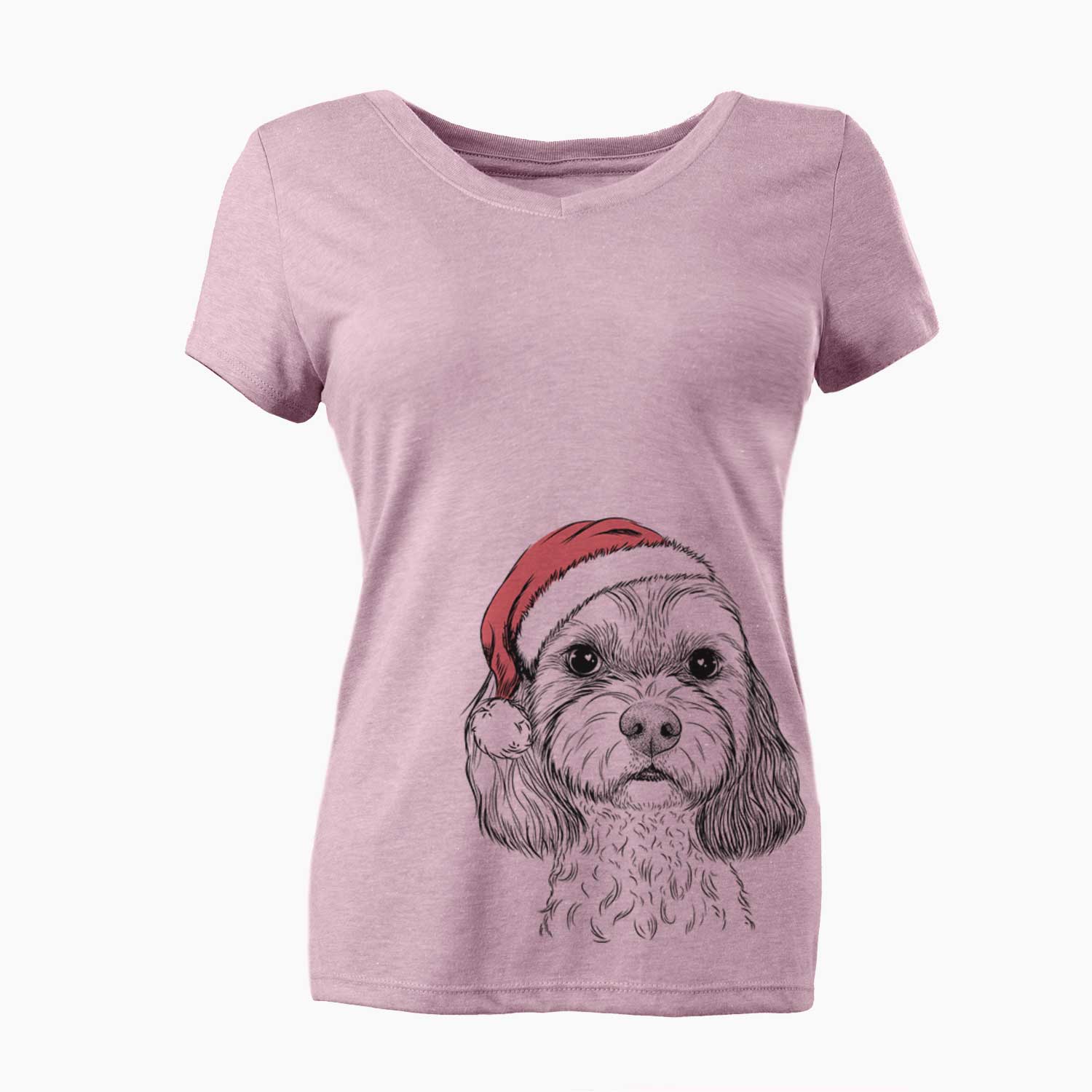 Santa Jasper Diggins the Cavapoo - Women's V-neck Shirt