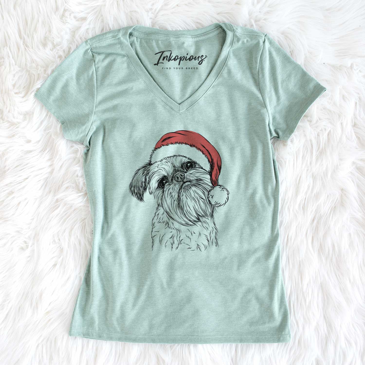 Santa Jasper Joe the Brussels Griffon - Women's V-neck Shirt