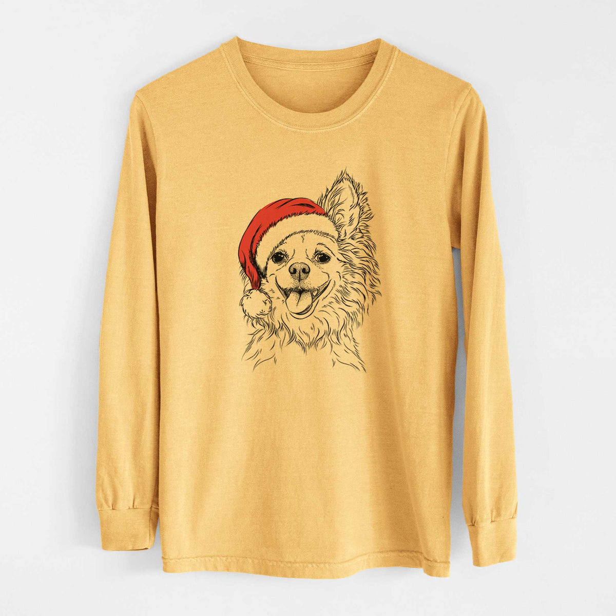Santa Jasper the Pomchi - Heavyweight 100% Cotton Long Sleeve