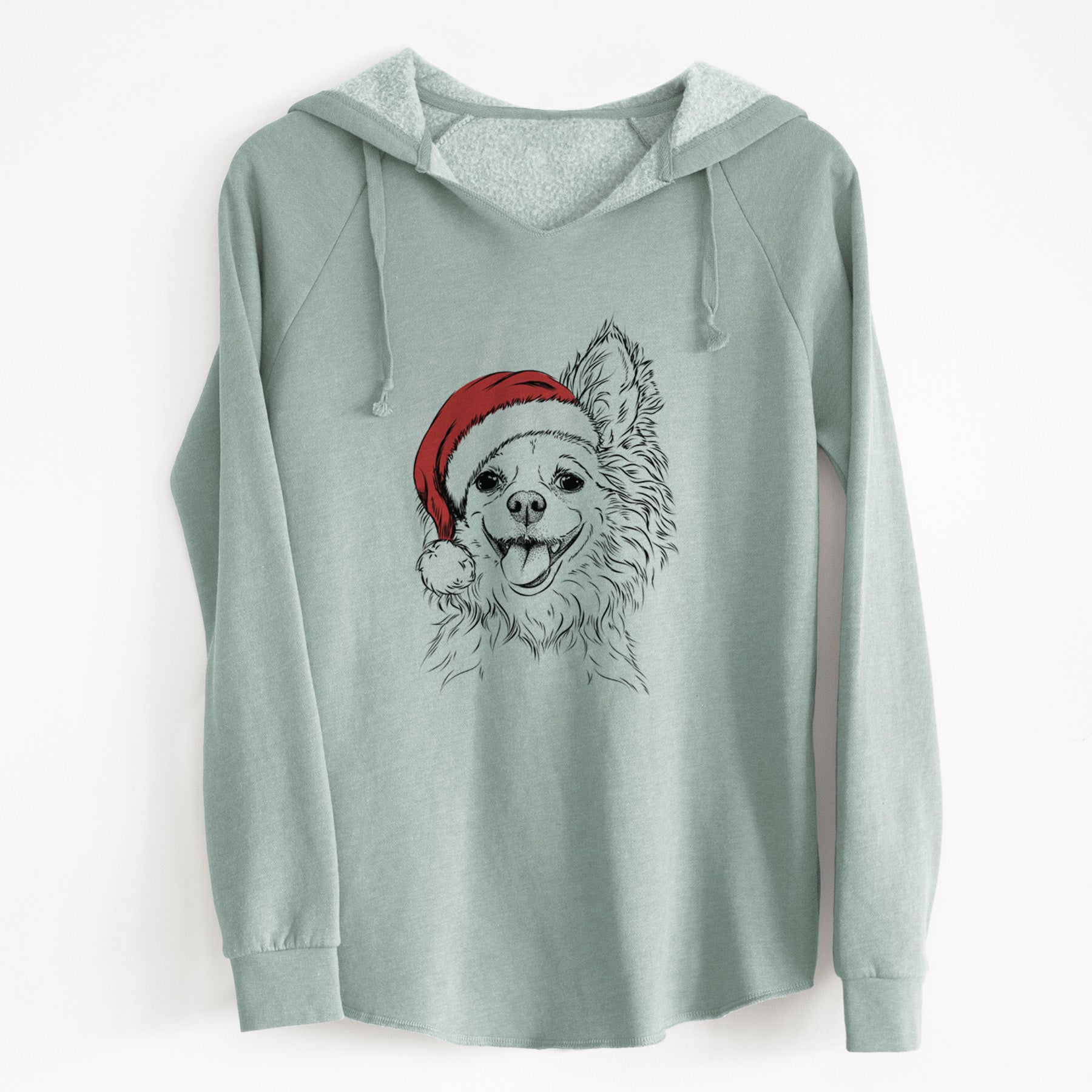 Santa Jasper the Pomchi - Cali Wave Hooded Sweatshirt