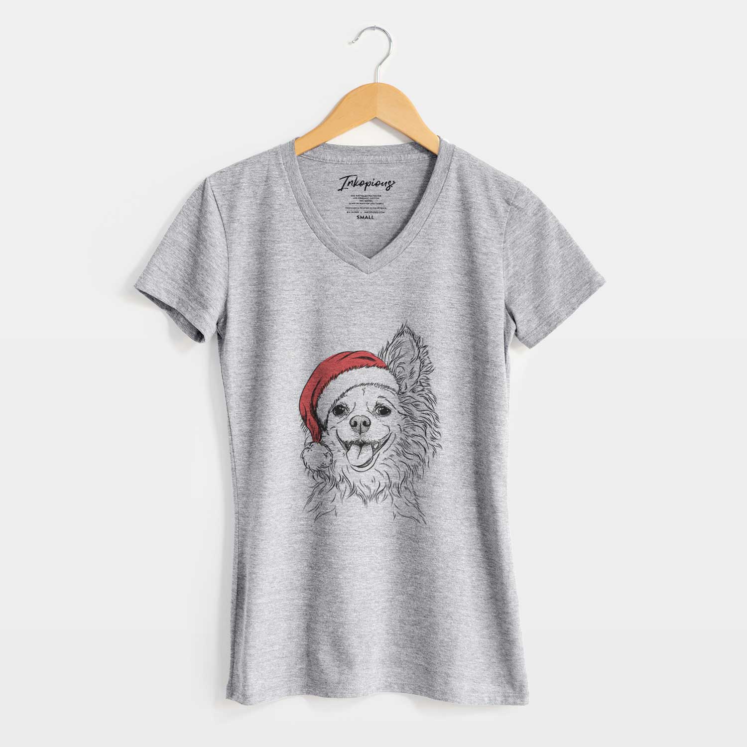 Santa Jasper the Pomchi - Women's V-neck Shirt