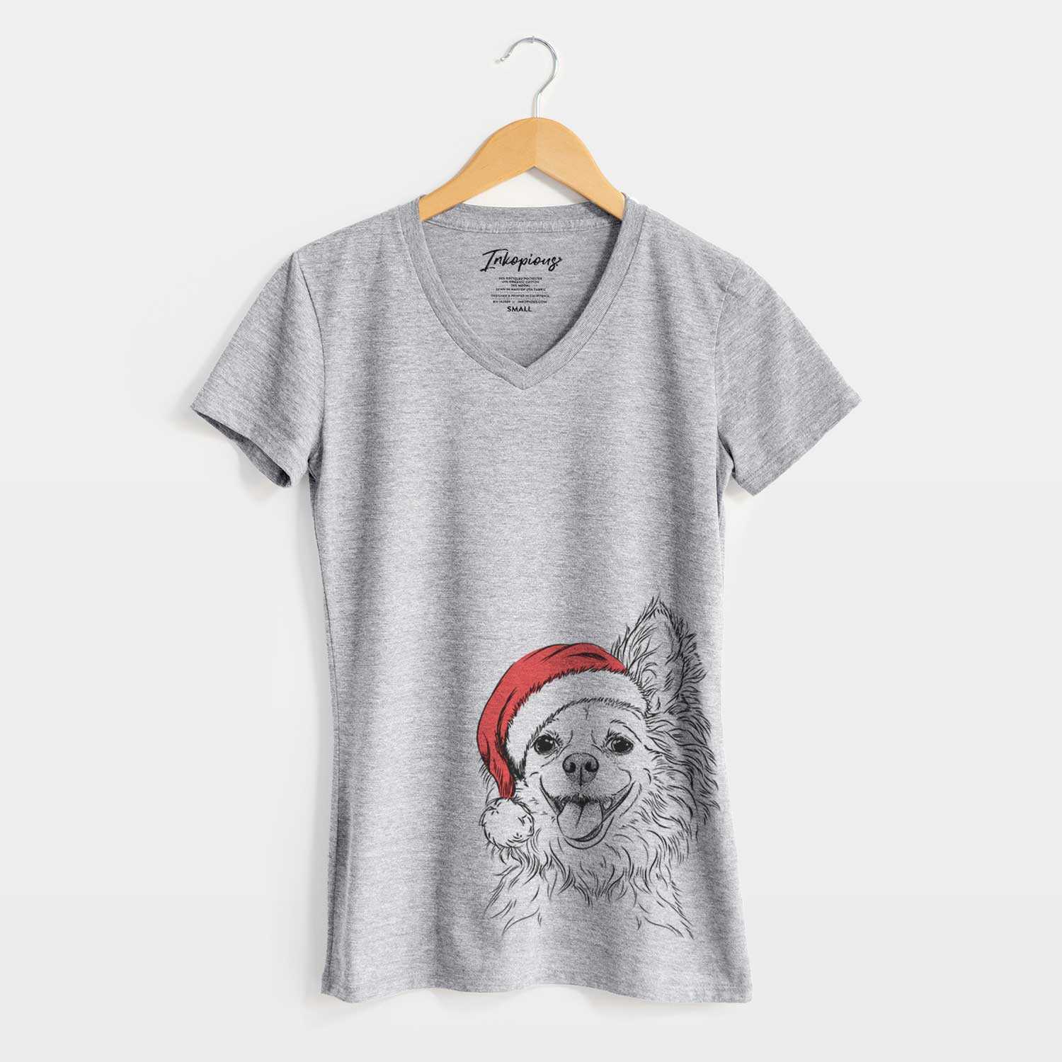 Santa Jasper the Pomchi - Women's V-neck Shirt