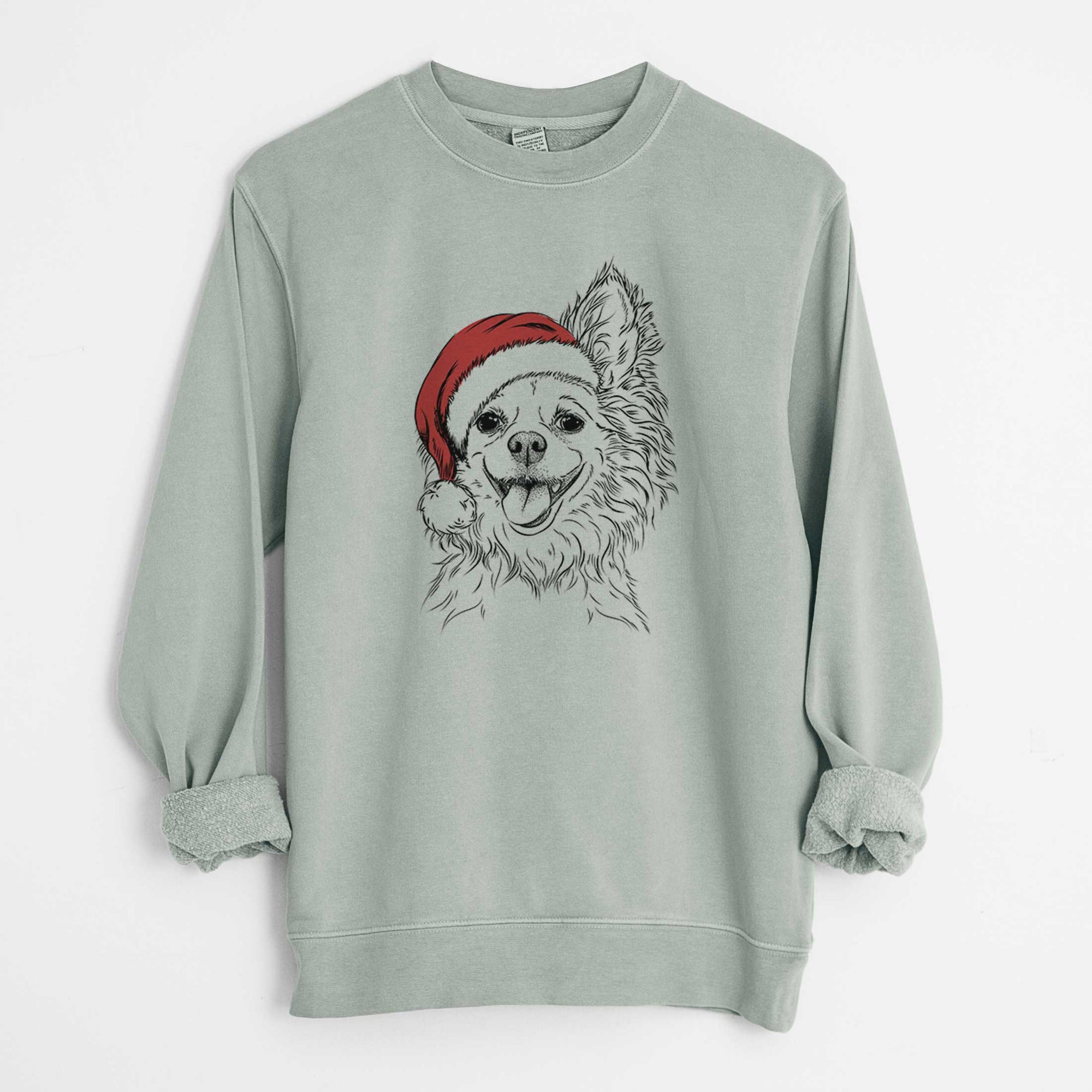 Santa Jasper the Pomchi - Unisex Pigment Dyed Crew Sweatshirt