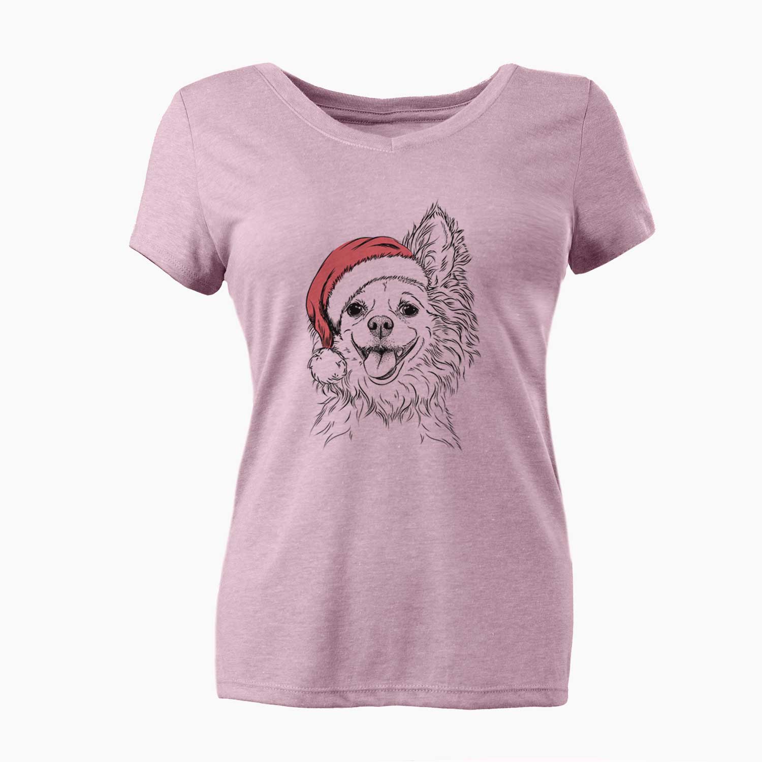 Santa Jasper the Pomchi - Women's V-neck Shirt