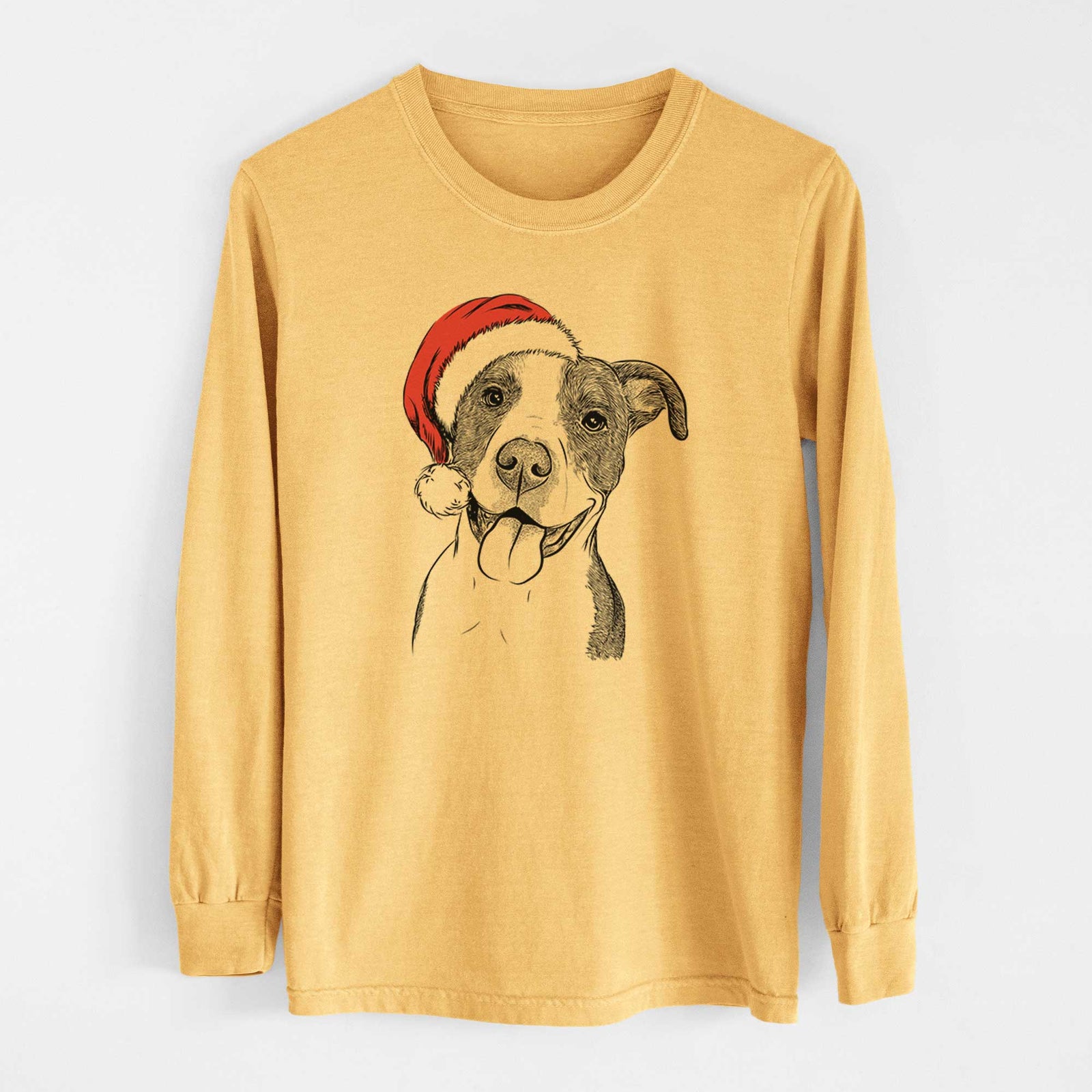 Santa Jax the American Pitbull Terrier Mix - Heavyweight 100% Cotton Long Sleeve