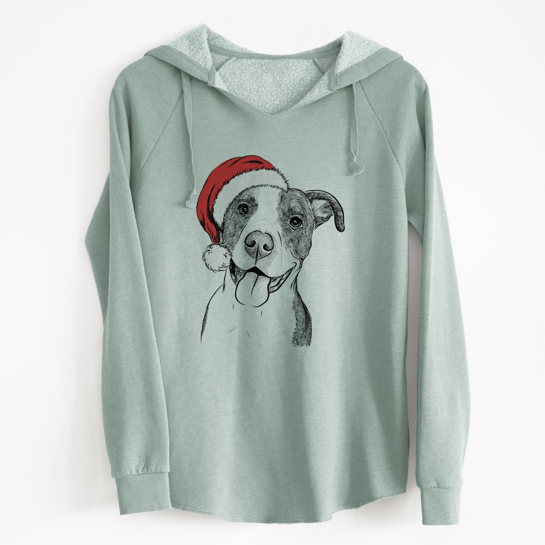 Santa Jax the American Pitbull Terrier Mix - Cali Wave Hooded Sweatshirt