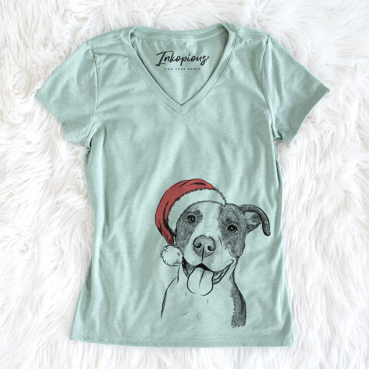 Santa Jax the American Pitbull Terrier Mix - Women&#39;s V-neck Shirt