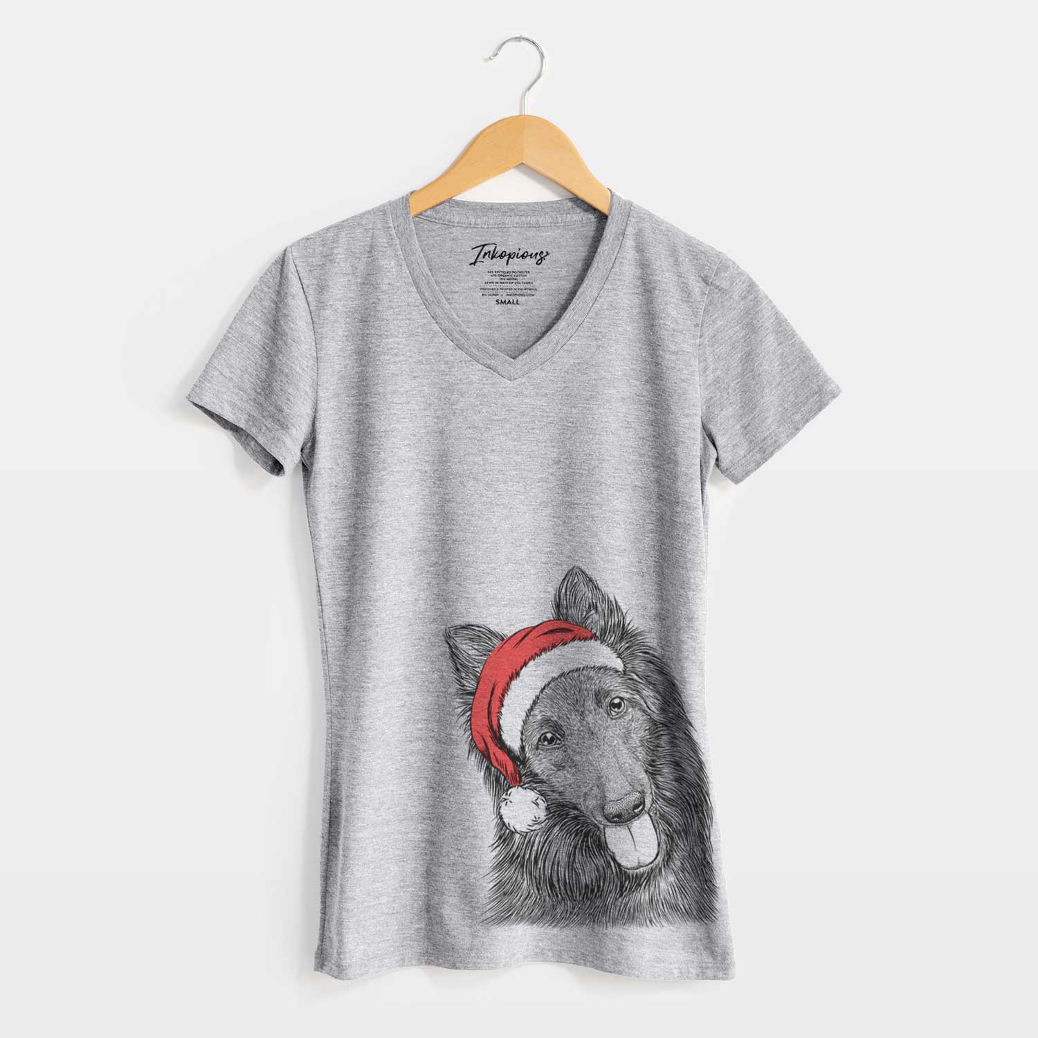 Santa Jaxx the Belgian Tervuren - Women's V-neck Shirt