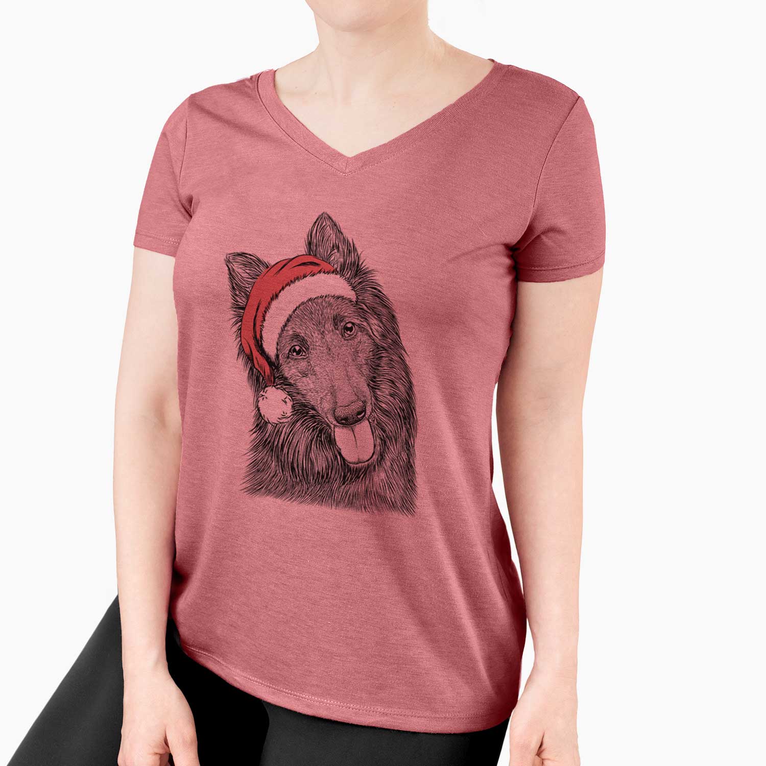 Santa Jaxx the Belgian Tervuren - Women's V-neck Shirt