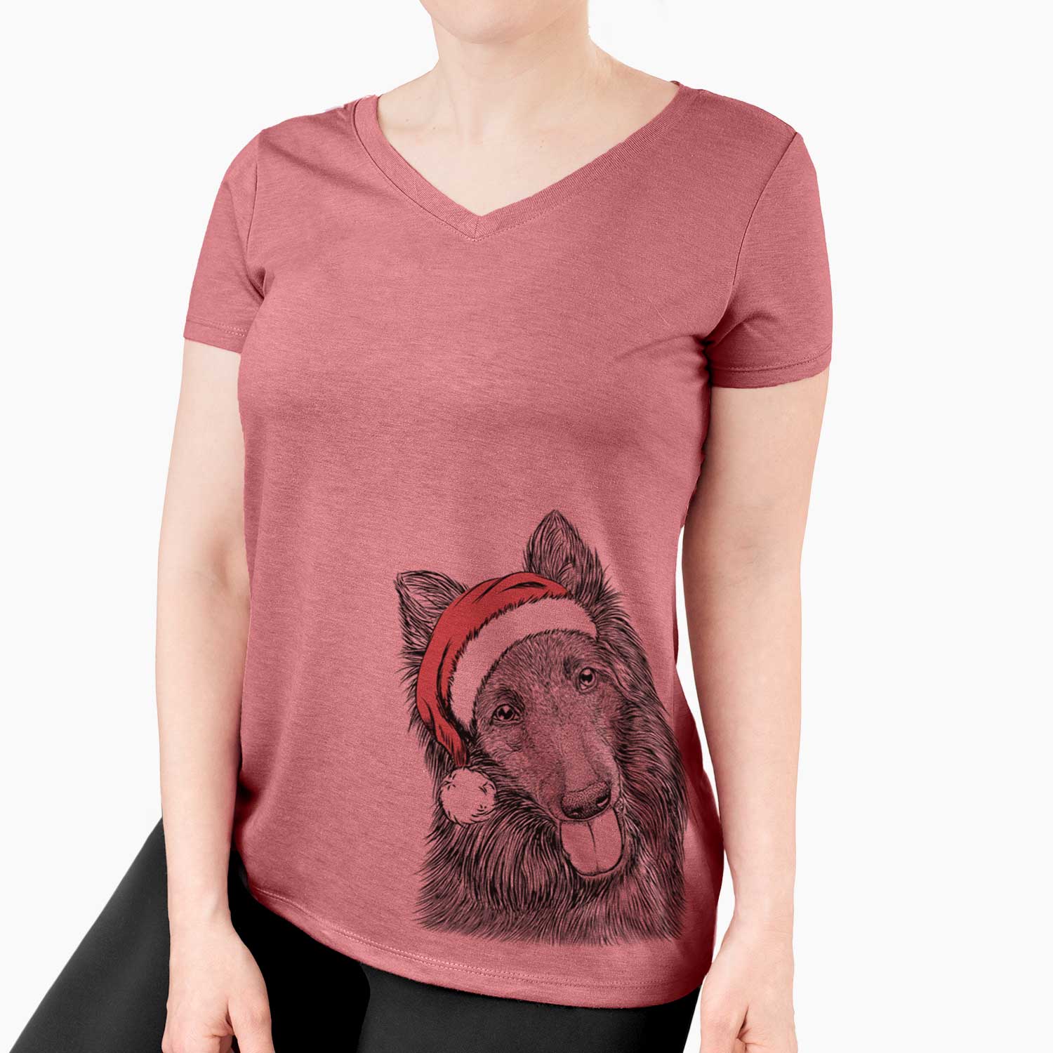 Santa Jaxx the Belgian Tervuren - Women's V-neck Shirt