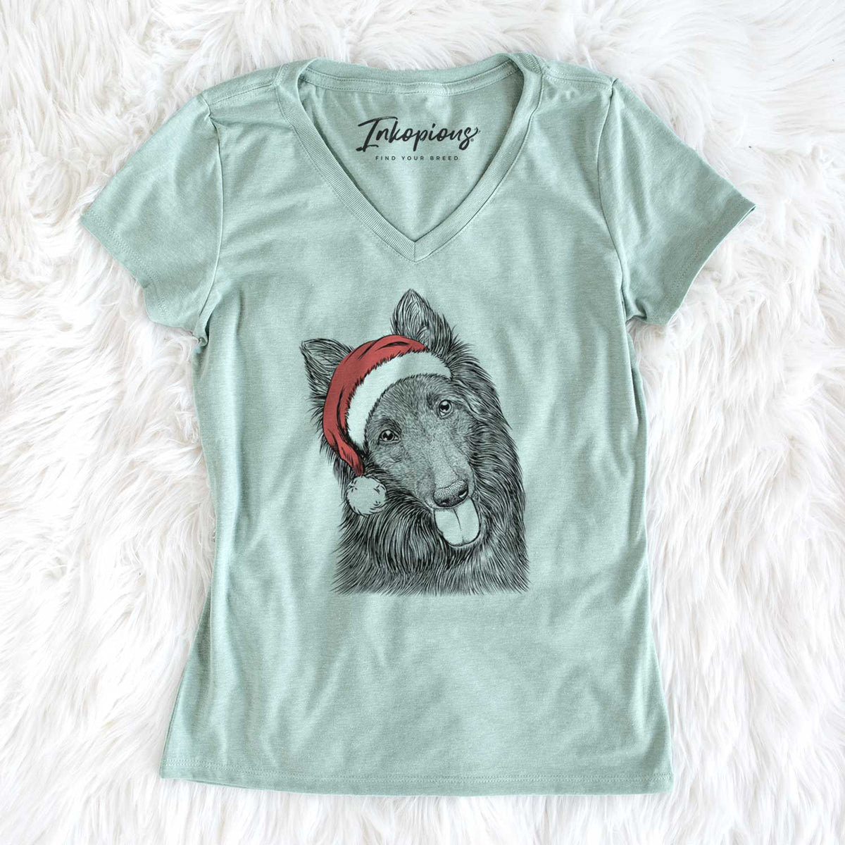 Santa Jaxx the Belgian Tervuren - Women's V-neck Shirt