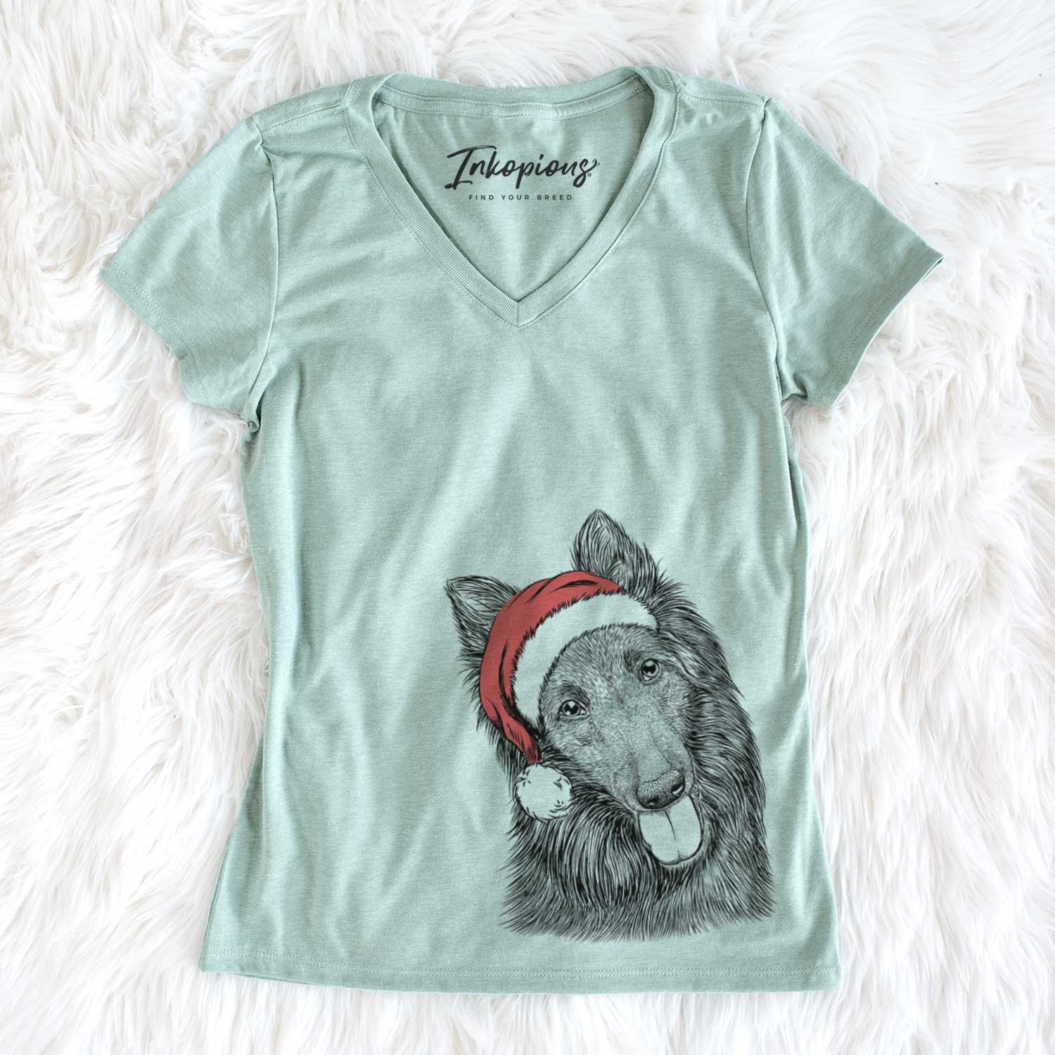 Santa Jaxx the Belgian Tervuren - Women's V-neck Shirt