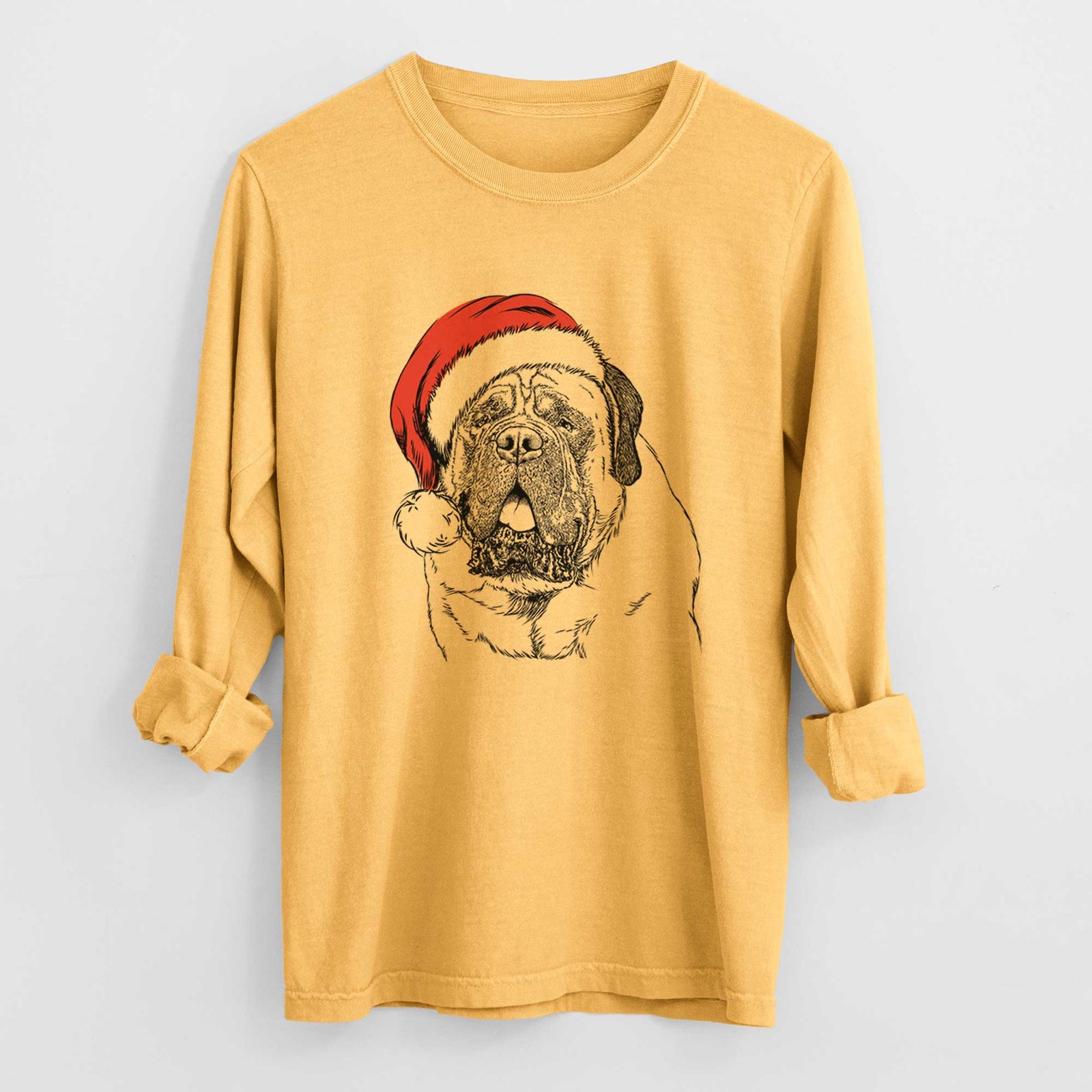 Santa Jed the English Mastiff - Heavyweight 100% Cotton Long Sleeve